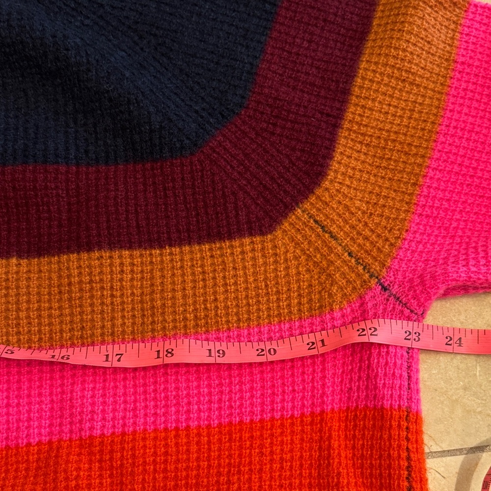 White + Warren Multicolor Striped cashmere Sweater large EuC - Picture 7 of 8